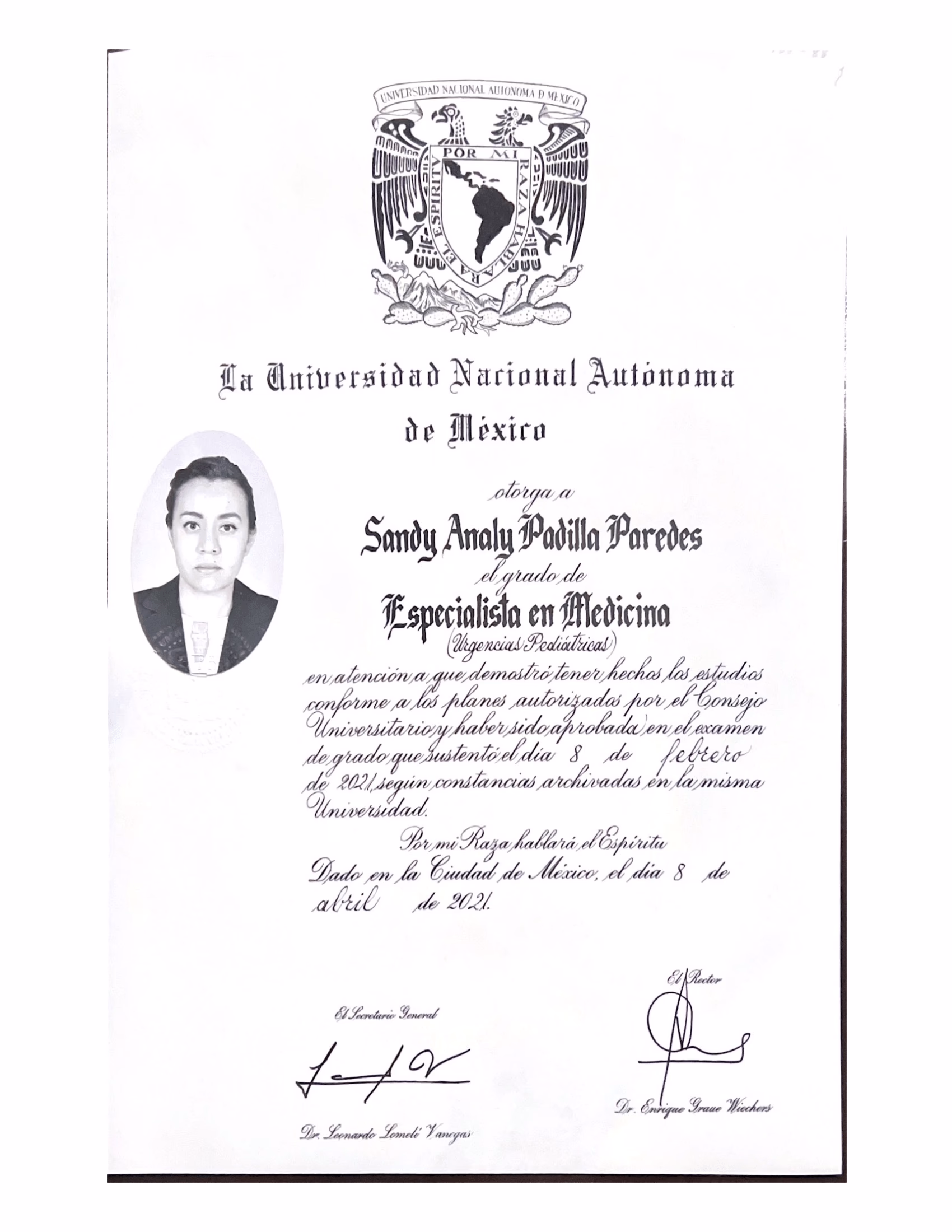 Credential for Fellowship about Pediatric Urgencies and Emergencies in Mexico